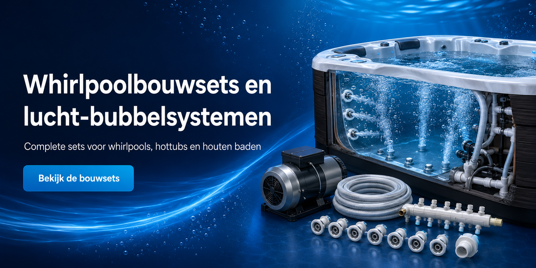 Whirlpoolbouwsets en lucht-bubbelsystemen voor whirlpools, hottubs en houten baden