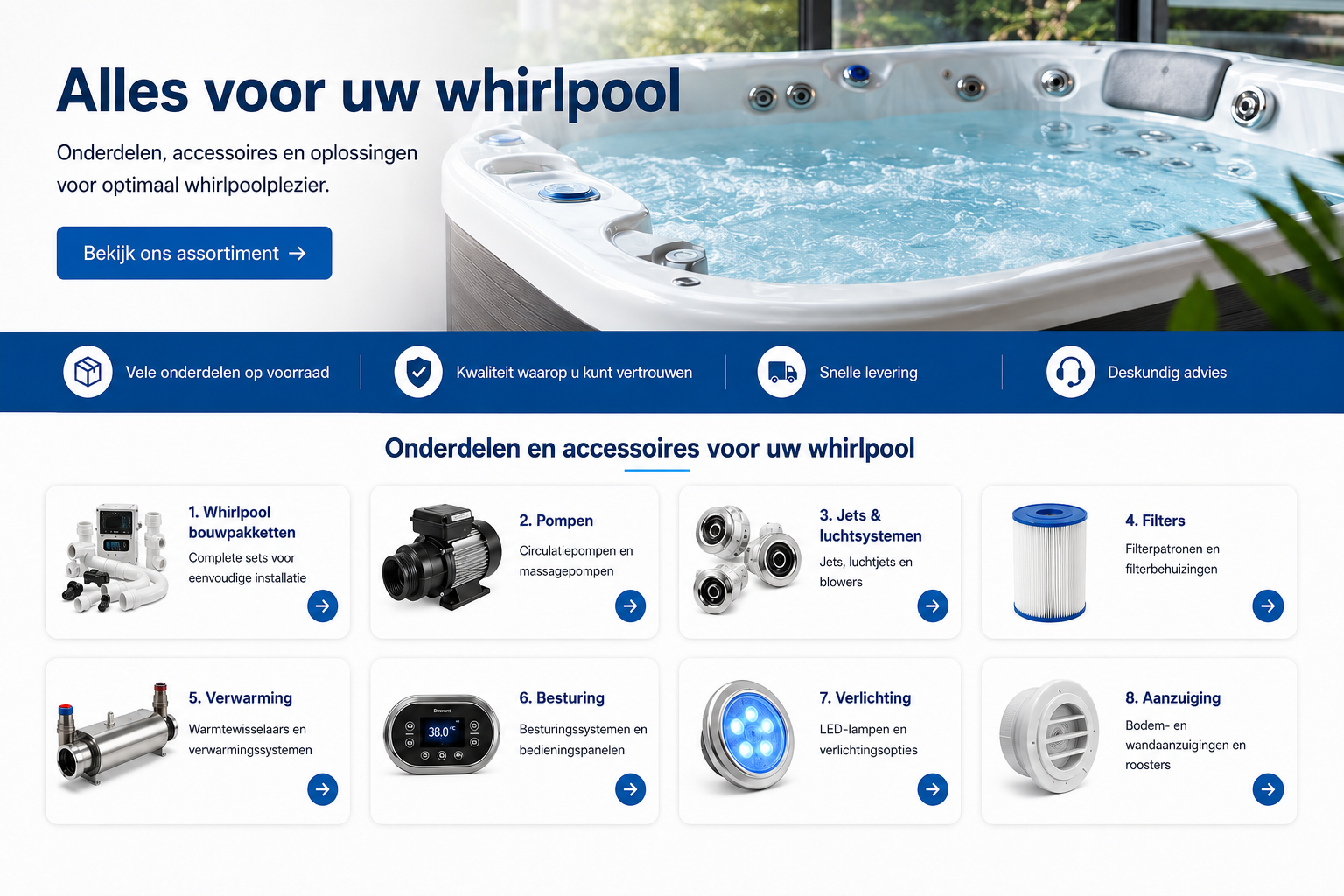 Alles voor uw whirlpool – onderdelen en accessoires